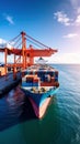 Cargo Ship Container Vessel Docked at Port Terminal for Global Trade and Shipping Royalty Free Stock Photo