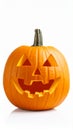 Carved Halloween Pumpkin Jack o Lantern Isolated on White Background Royalty Free Stock Photo