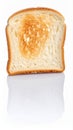 Close up of a single slice of toasted bread with a light brown color on a white surface Royalty Free Stock Photo
