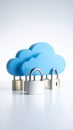 Cloud computing security concept with padlocks protecting data storage Royalty Free Stock Photo