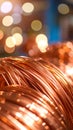 Coiled Copper Wire Close Up with Bokeh Background Royalty Free Stock Photo