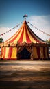 Colorful Big Top Circus Tent Under Bright Blue Sky Festive Event Royalty Free Stock Photo