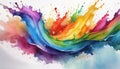 Colorful watercolor rainbow paint splash, color explosion, abstract art background. rgb beautiful concept Royalty Free Stock Photo