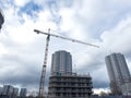 Construction site with tower crane. Home renovation. Build new home Royalty Free Stock Photo