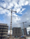 Construction site with tower crane. Home renovation. Build new home Royalty Free Stock Photo