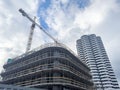 Construction site with tower crane. Home renovation. Build new home Royalty Free Stock Photo