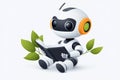 Cute robot studying, white background. Education, knowledge concept Royalty Free Stock Photo