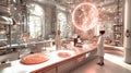 Advanced science lab with holographic globe