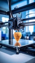 3D printer creating a geometric object with precision and modern technology. Royalty Free Stock Photo