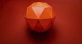 Dark Abstract background with sphere angular minimalistic, orange red ball.