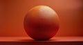 Dark Abstract background with sphere angular minimalistic, orange red ball.