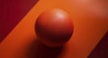 Dark Abstract background with sphere angular minimalistic, orange red ball.