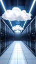 Data center server room with cloud computing concept and digital storage Royalty Free Stock Photo