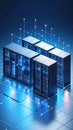 Data center servers with network connections, digital technology concept. Royalty Free Stock Photo