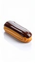 Delicious chocolate eclair pastry dessert on a white background Royalty Free Stock Photo