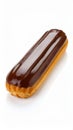 Delicious chocolate eclair pastry on a white background, sweet dessert treat Royalty Free Stock Photo
