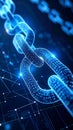 Digital blockchain concept with glowing chain links and data connections on dark background Royalty Free Stock Photo