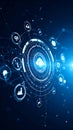 Digital cloud computing concept with futuristic network connections and data security. Royalty Free Stock Photo