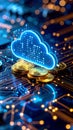 Digital Cloud Computing Data Network Futuristic Technology Cryptocurrency Royalty Free Stock Photo
