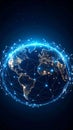 Digital Earth Globe with Connected Network Lines and Glowing Lights, Technology Concept Royalty Free Stock Photo
