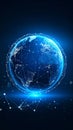 Digital Earth Globe with Connected Network Lines Representing Global Communication and Technology Royalty Free Stock Photo