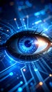 Digital Eye with Circuit Board Background Futuristic Vision Artificial Intelligence Royalty Free Stock Photo