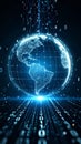 Digital globe with binary code and data streams, representing global network and technology Royalty Free Stock Photo
