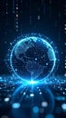 Digital globe with binary code and data streams, representing global network and technology. Royalty Free Stock Photo