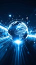 Digital globe with binary code and data streams, representing global network and technology. Royalty Free Stock Photo