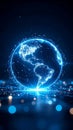 Digital glowing globe with network connections and data visualization on dark background Royalty Free Stock Photo