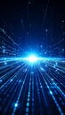 Digital information highway with glowing blue binary code streaming towards a light source futuristic technology concept Royalty Free Stock Photo