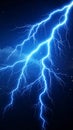 Dramatic Lightning Strike in a Dark Blue Sky with Stars and Clouds Royalty Free Stock Photo
