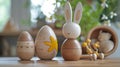 Natural Wooden Easter Toys for Babies Royalty Free Stock Photo