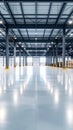Empty Industrial Warehouse Interior with Clean Floor and Metal Beams Royalty Free Stock Photo
