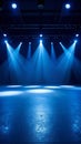 Empty Stage Lit with Blue Spotlights Performance Space Royalty Free Stock Photo