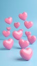Falling Pink Hearts on Light Blue Background Love Romance Valentine's Royalty Free Stock Photo