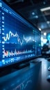 Financial charts displayed on a computer screen in a modern office, business analysis Royalty Free Stock Photo