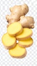 Fresh Ginger Root and Sliced Pieces Isolated on Transparent Background Royalty Free Stock Photo