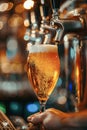 Close-Up of Beer Pouring into Glass at Bar Royalty Free Stock Photo