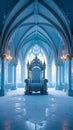 Frozen Ice Palace Throne Room Snowy Interior Gothic Architecture Royalty Free Stock Photo