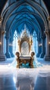 Frozen Throne Room with Icy Throne and Gothic Architecture Royalty Free Stock Photo