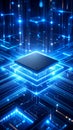 Futuristic Computer Processor with Glowing Circuitry and Data Flow Visualization Royalty Free Stock Photo