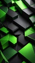 Futuristic 3D background with green and black metallic geometric blocks Royalty Free Stock Photo