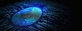 Glowing blue fingerprint over digital binary code. Cyber security technologies. High-tech identity verification Royalty Free Stock Photo