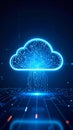 Glowing cloud computing graphic with circuit board design in a digital environment Royalty Free Stock Photo