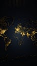 Glowing world map with city lights on dark background global network concept Royalty Free Stock Photo