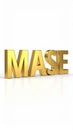 Golden Letters Spelling MASE on White Background Royalty Free Stock Photo