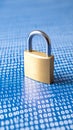 Golden padlock on a digital binary code background representing security and data protection Royalty Free Stock Photo