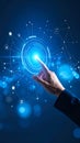 Hand touching digital interface, futuristic technology concept, network connection Royalty Free Stock Photo