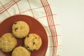 Homemade chocolate cookies. View from above. A stack of delicious chocolate chip cookies on a gray table Royalty Free Stock Photo